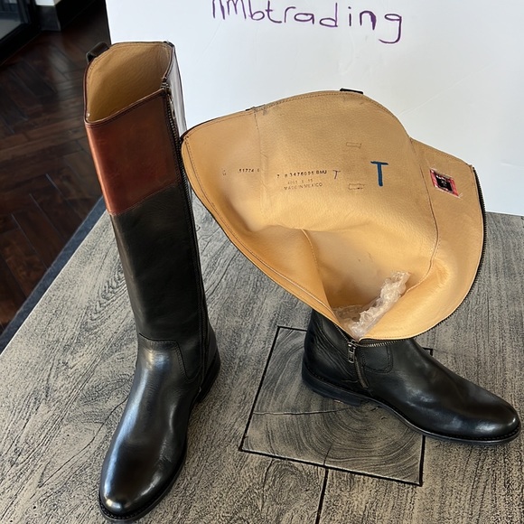 Designer Frye The Frye Company black/brown 7B cowboy riding boots - Picture 12 of 16